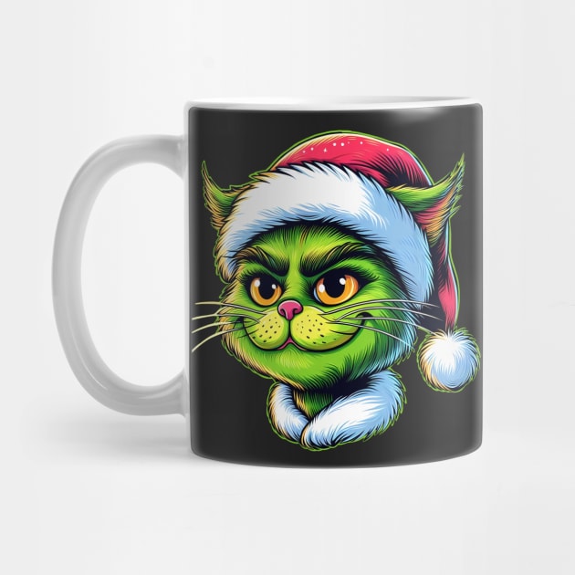 Cute Cat as The Grinch on Christmas by cowyark rubbark